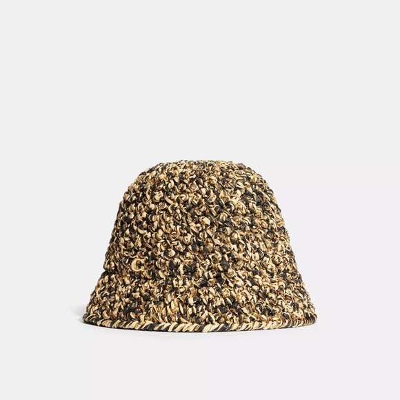 COACH~Straw Crochet Bucket Hat WOMENS SIZE MED/LARGE NEW WITH TAG - Picture 1 of 4